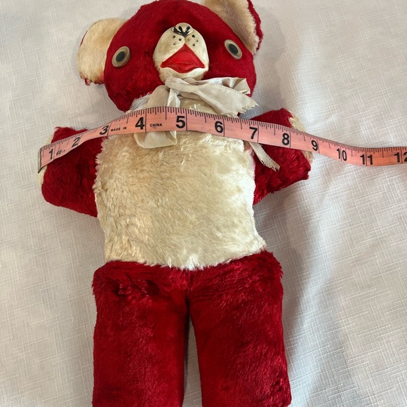 Red Rubber-faced Vintage Teddy Bear Plush Likely from the 1950s 12” - Picture 5 of 7